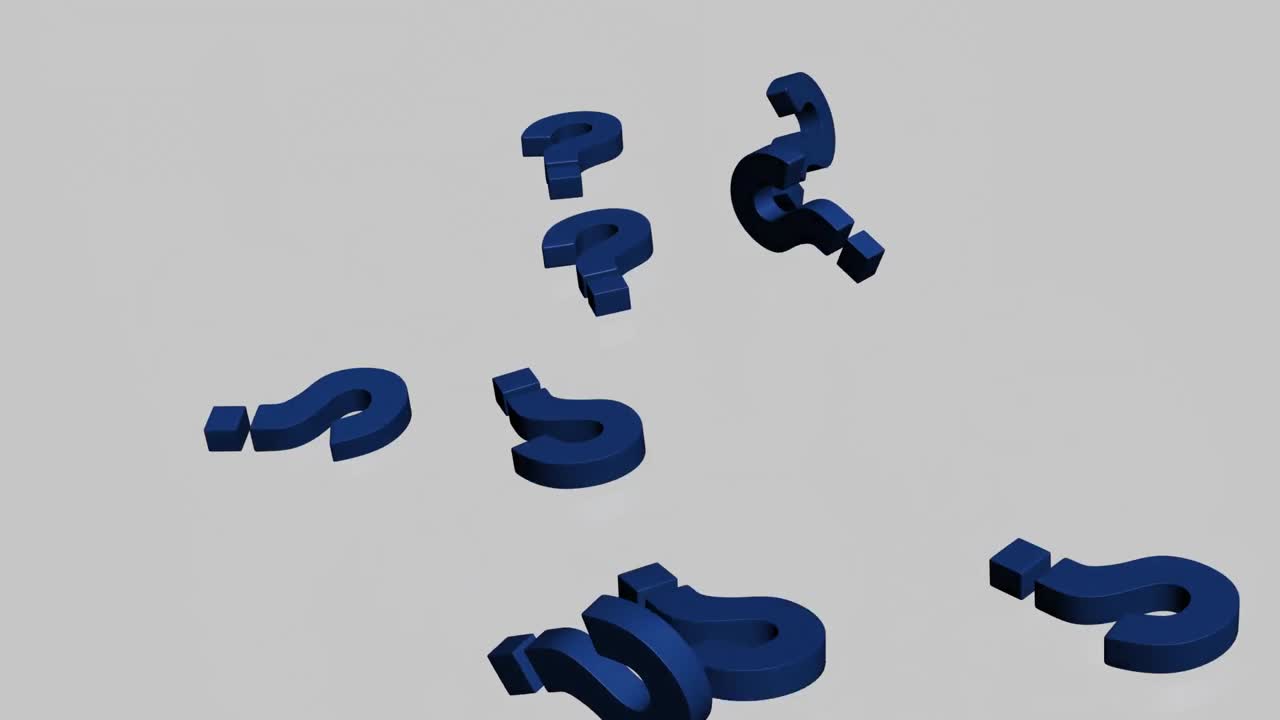 3d Question Marks falling 