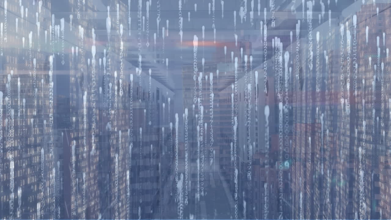 서버 위에 떨어지는 불빛의 애니메이션