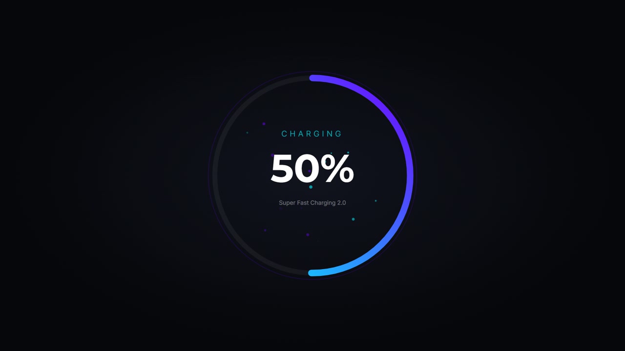Animazione dell'indicatore di progresso della ricarica digitale della batteria.