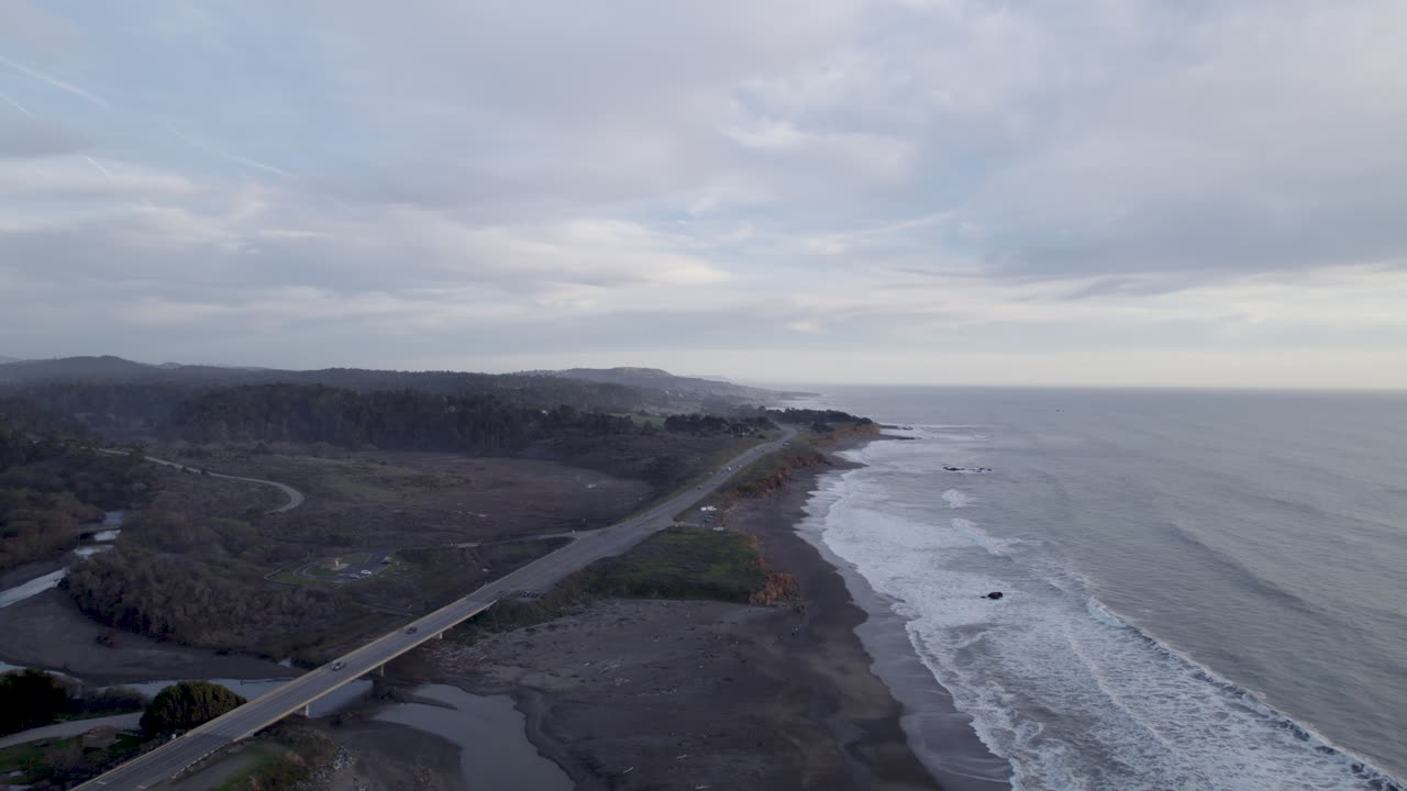 Stunning Coastal Views Along Highway 1, With Access to Beaches and Trails Near Cambria and San Simeon, California - Drone Flying Forward
