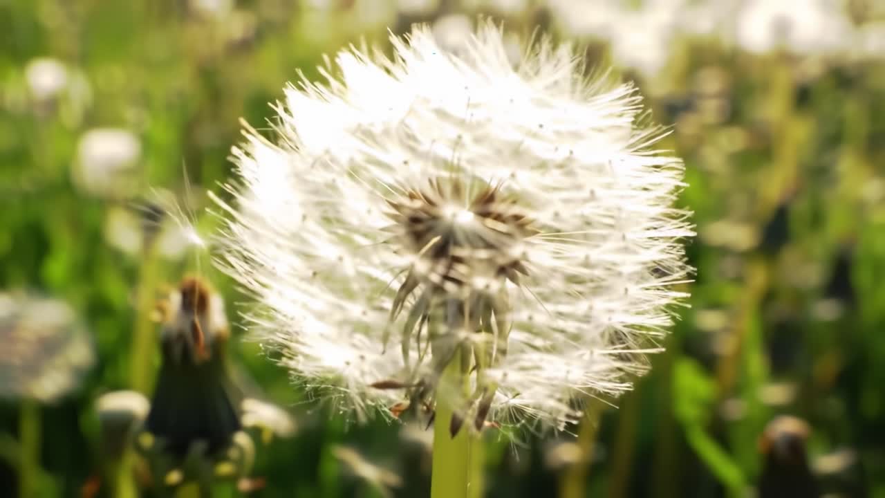 A Beautiful Dandelion Field in Bloom: Captivating Images of Delicate Seeds Ready to Drift on a Gentle Breeze, Creating a Scenic Natural Landscape