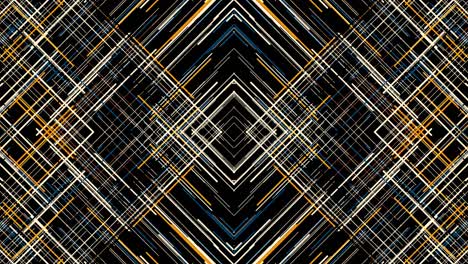straight beams moving fast, crossing each other and forming the shape of rhombuses on black background, seamless loop. animation. many flowing narrow lines