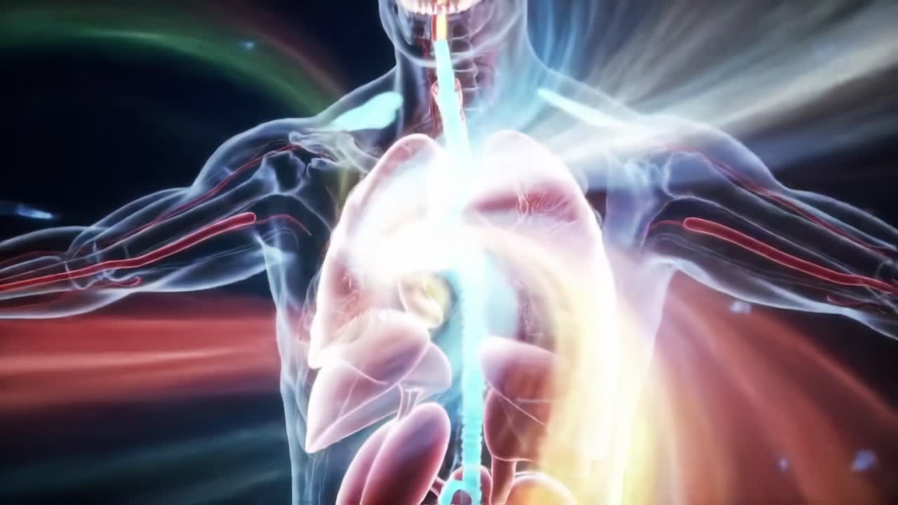 A Stunning Animation of Human Respiratory System Highlighting the Lungs and Their Vital Role in Oxygenating Blood for Body Functionality and Wellness