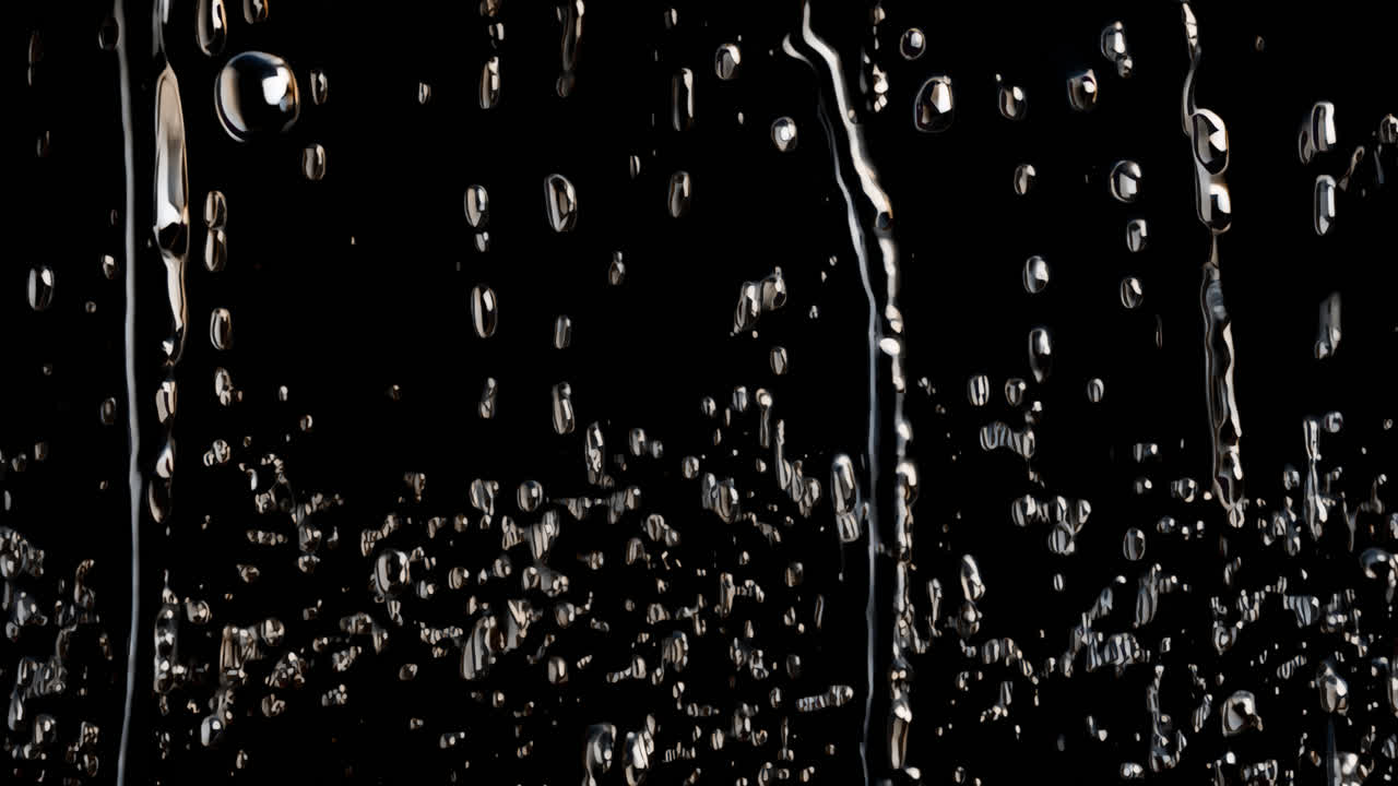 Raindrops on transparent glass surface animated overlay, transparent 4K video, alpha channel, ProRes