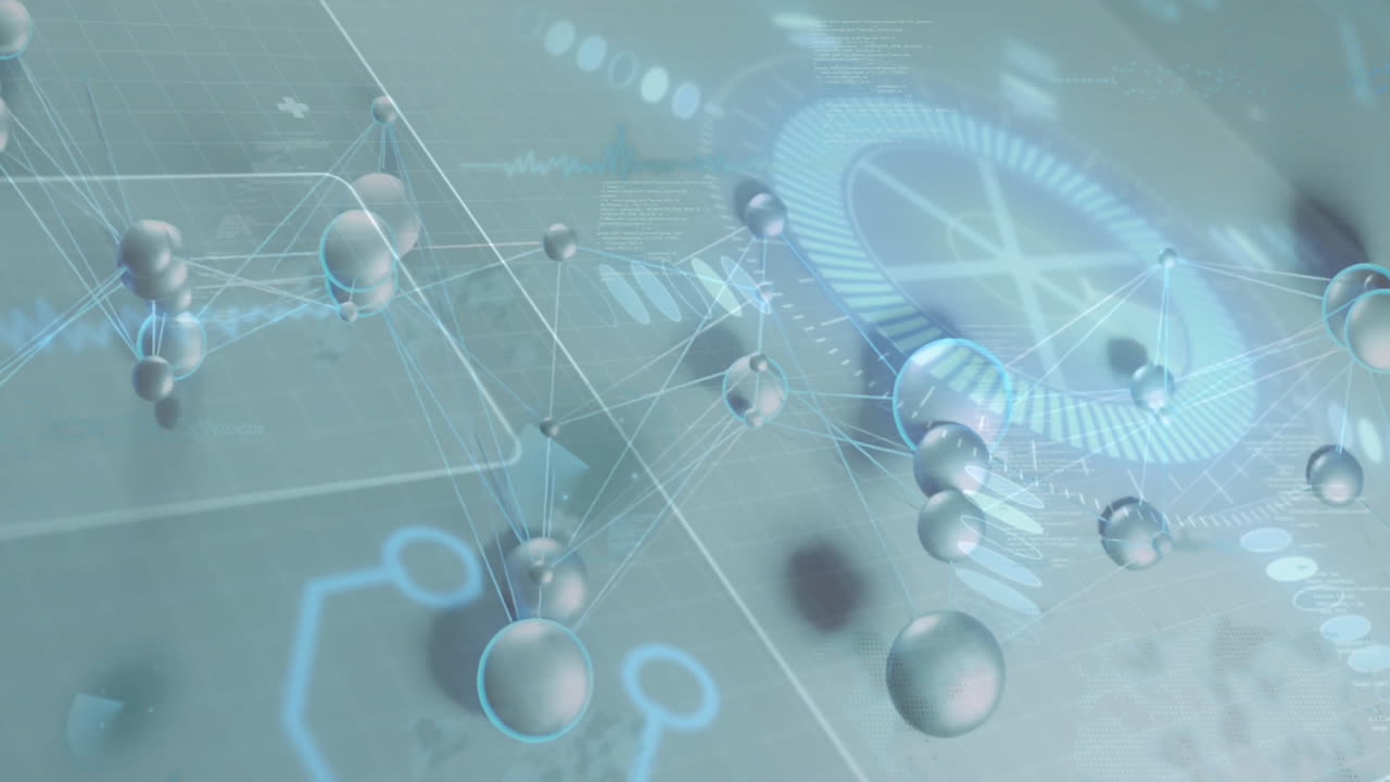 Processing data and connections in animation over geometric network background