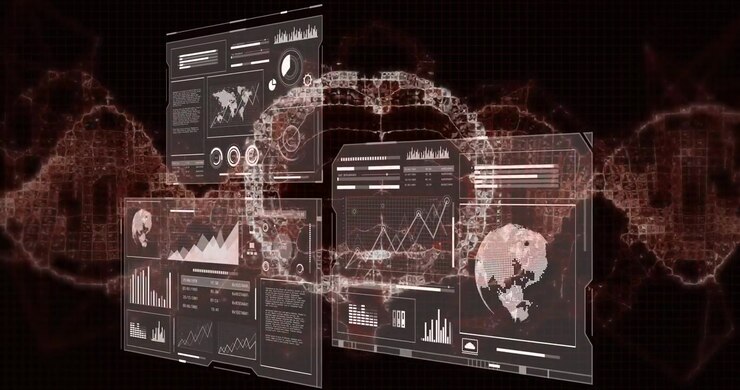 Digital DNA-helix og dataanalysegrænseflade