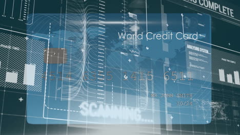 animation of financial data processing over credit card