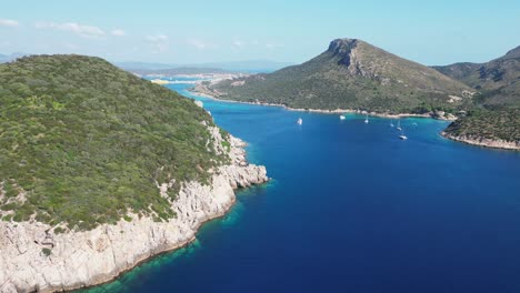 figarolo island, cala moresca and golfo aranci in sardinia, italy - 4k aerial forward