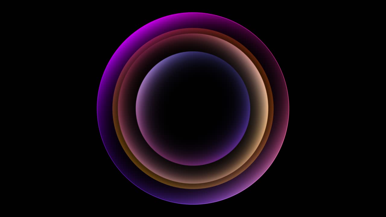 bucle de animación abstracto de círculos de gradiente anidados multicolores que brillan y giran