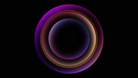 abstract animation loop of multicolor nested gradient circles glowing and rotating