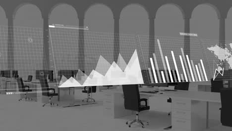 Animation-of-financial-data-processing-and-statistics-over-office