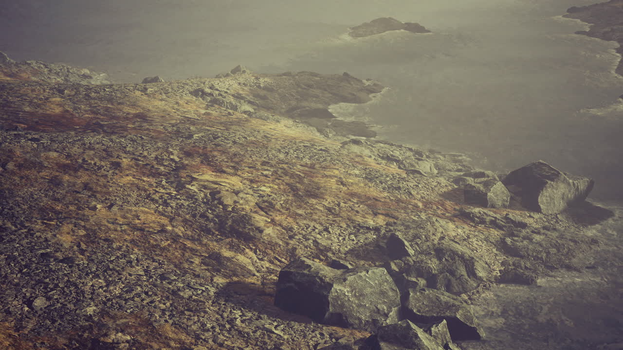 Foggy Rocky Coastal Landscape