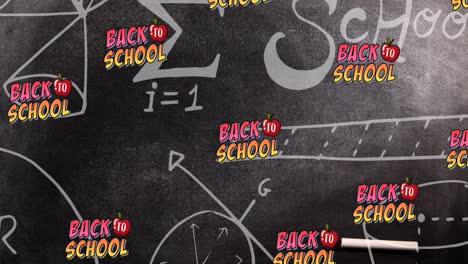 animation of back to school texts over mathematical equations