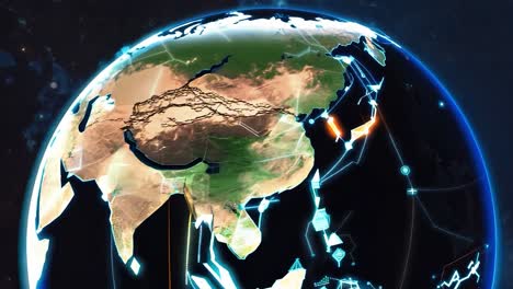 global network connections - earth with digital lines and points