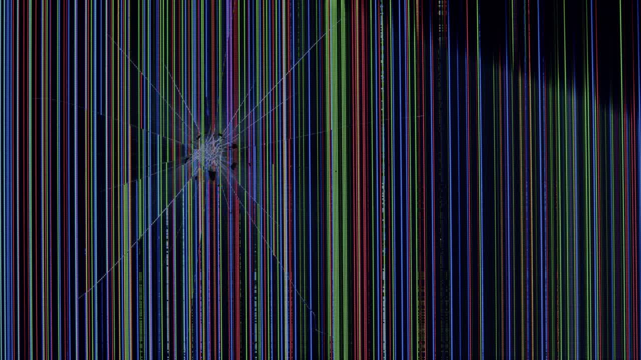Broken, damaged LCD monitor with cracks