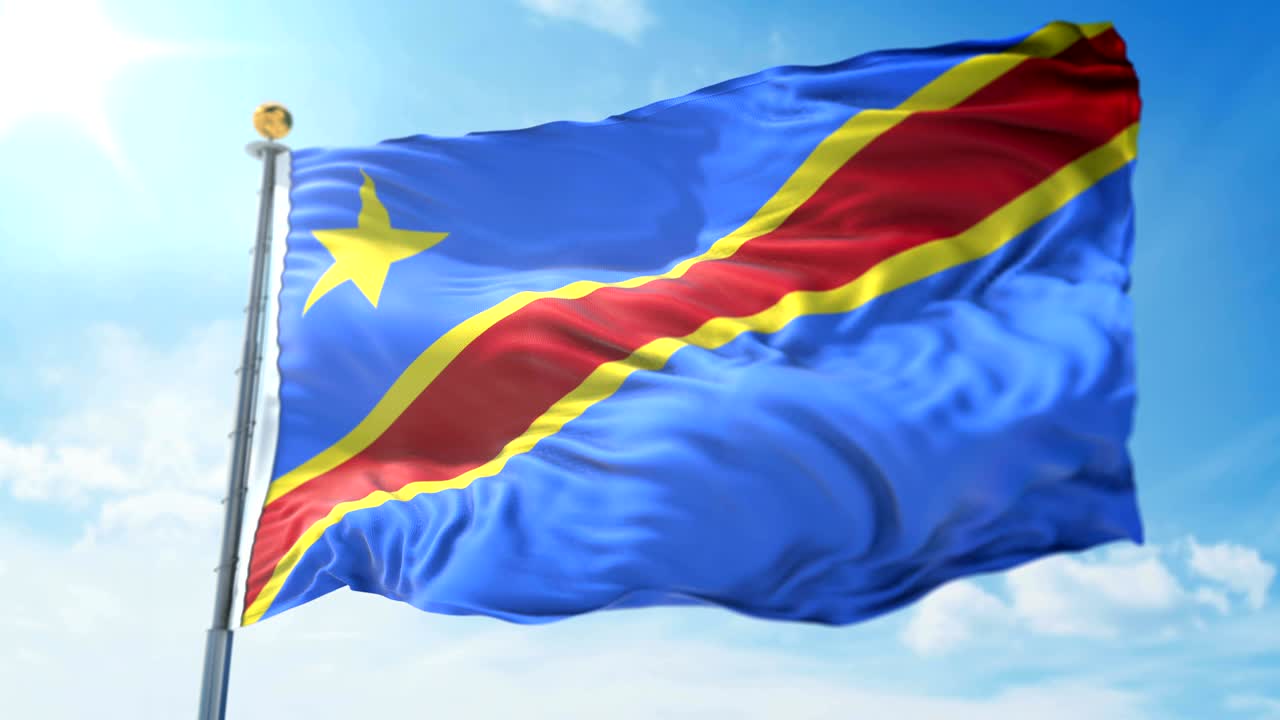 bandera de la república democrática del congo bucle sin costuras vídeo de renderización 3d. hermoso bucle de tela textil agitando