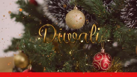 en el video, se muestra un árbol de navidad decorado con baubles sobre un fondo blanco.