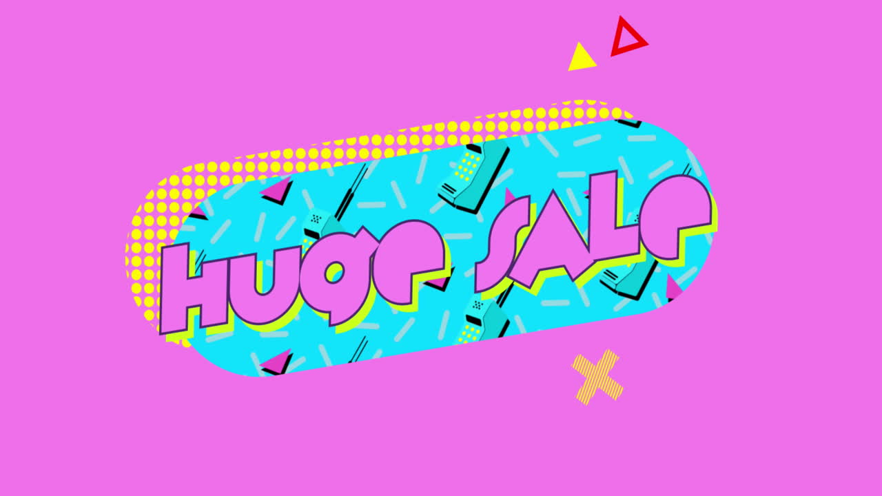 gráfico de venta enorme en oval turquesa sobre fondo rosado