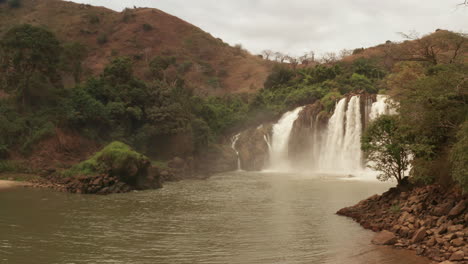 Flying-over-a-waterfall-in-kwanza-sul,-binga,-Angola-on-the-African-continent-2