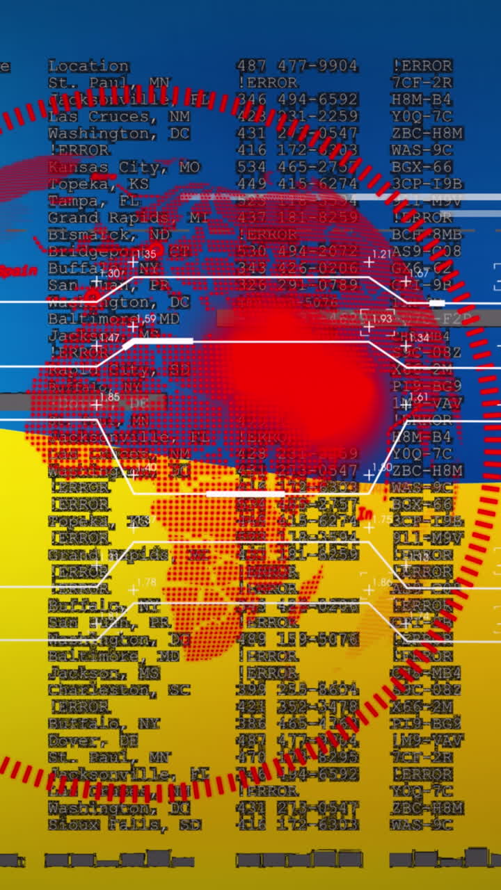 우크라이나의  ⁇ 발 위에 있는 금융 데이터와 지구의 애니메이션