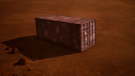 abandoned shipping container in the desert