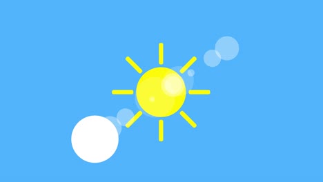 sunshine icon animation with blue background. icon design. video animation. bright sun isolated cartoon animation