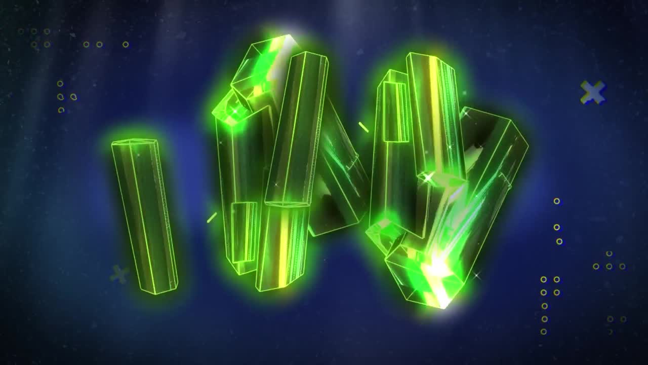 파란색 배경에 움직이는 모양의 애니메이션