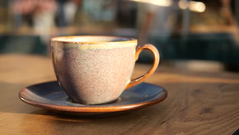 coffee cup on a wooden table