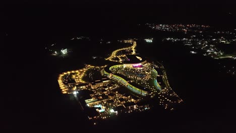 Aerial-view-of-Temptation-Miches-Resort-at-night-in-Dominican-Republic