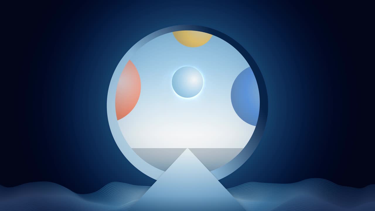 외계인 자연과 원형 포털 루핑 애니메이션을 통과하는 도로와 함께 추상적인 풍경