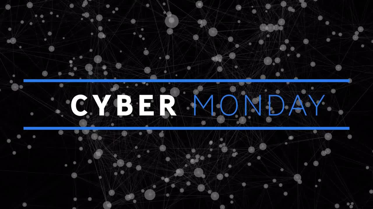 연결 네트워크를 통해 사이버 월요일 판매 텍스트의 애니메이션