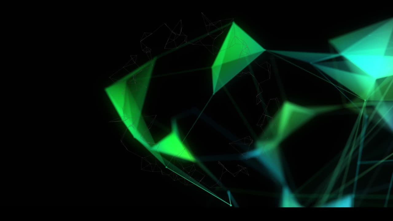 Animation of network of connections spinning on black background
