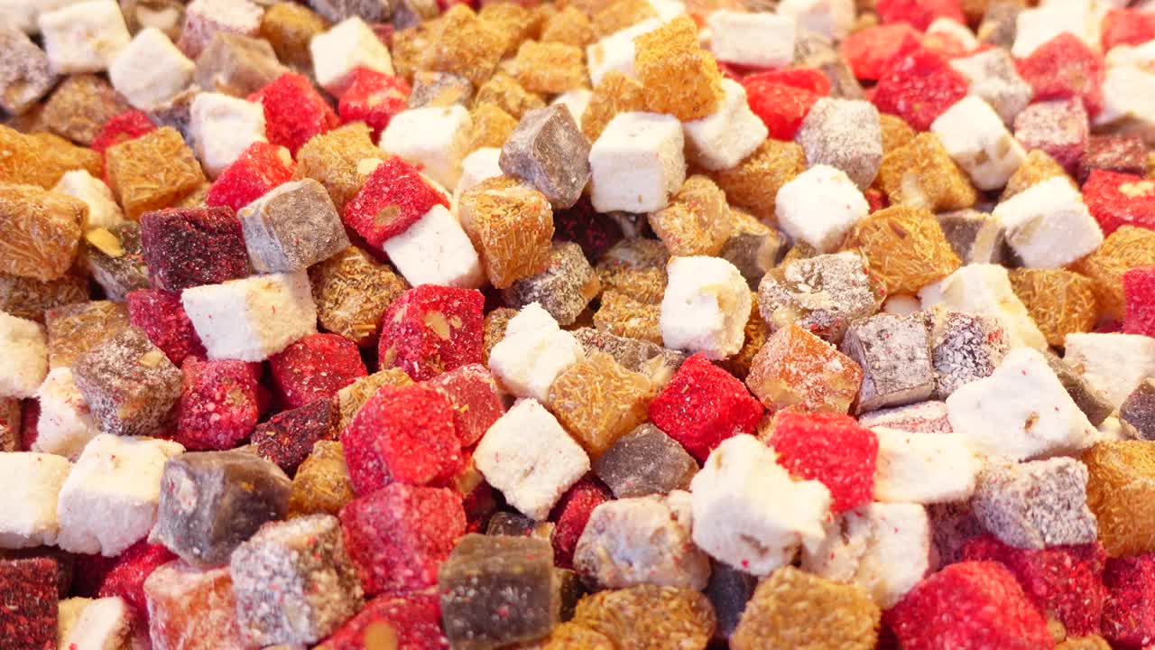 variedad de delicias turcas coloridas