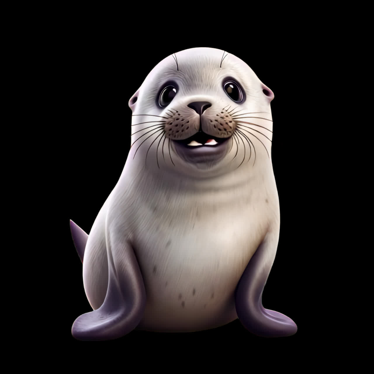 Animação de filhote de foca isolado, recurso, vídeo transparente em 4K, canal alfa, ProRes 4444