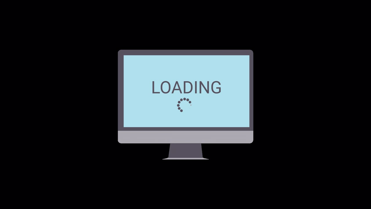 Animated Computer Monitor Showing Loading Progress