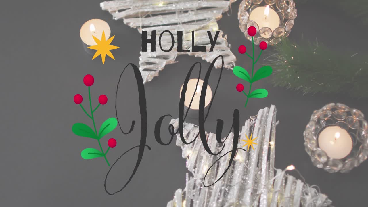 크리스마스 축하 문자의 애니메이션 크리스마스 차 조명 및 장식