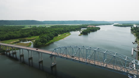 scenic view of the wabasha–nelson bridge crossing the mississippi river in wabasha, minnesota usa