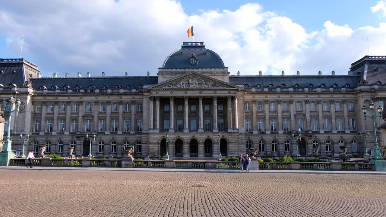 Brussels, Belgium - December 2, 2022: Front view of the Royal Palace of Brussels in the city centre