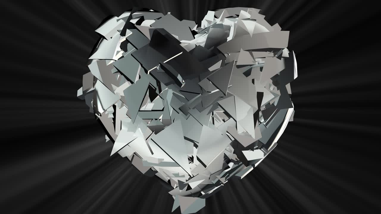 1x4k 심장 박동 실버 메탈 스타일의 원활한 루프 애니메이션