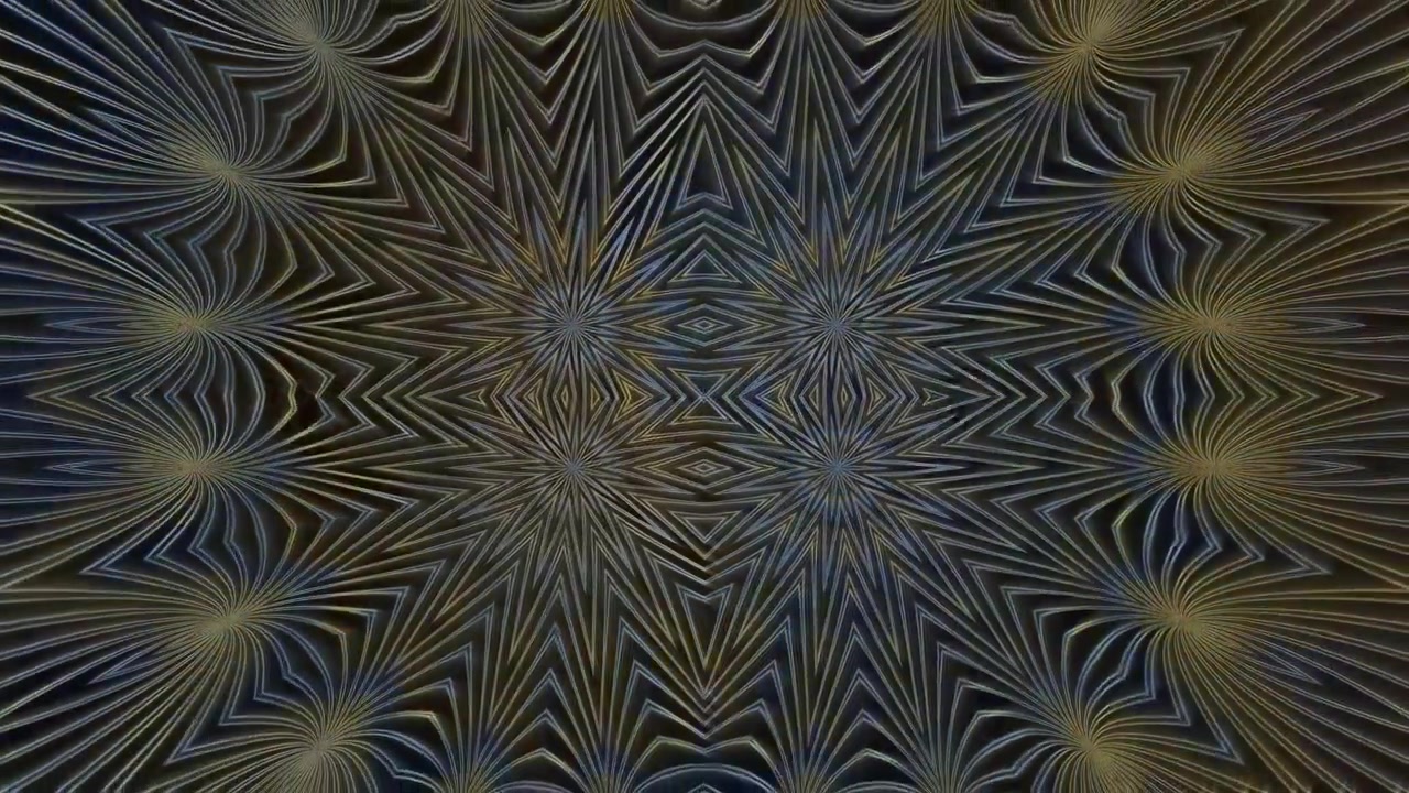 Il design presenta linee concentriche che creano un motivo a forma di stella. Lo sfondo scuro esalta i dettagli intricati delle forme radiali