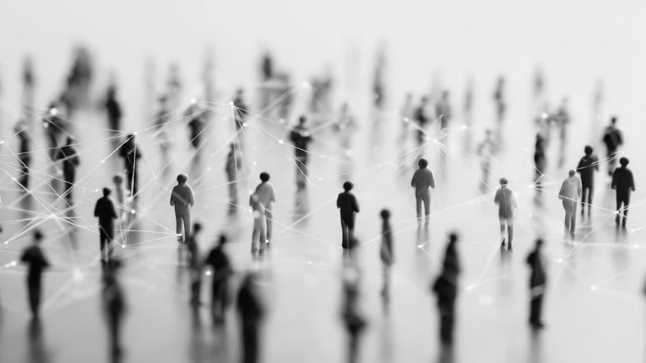 A Dynamic Representation of Human Connectivity and Interaction Illustrating People Moving Through a Network of Shared Experiences and Relationships