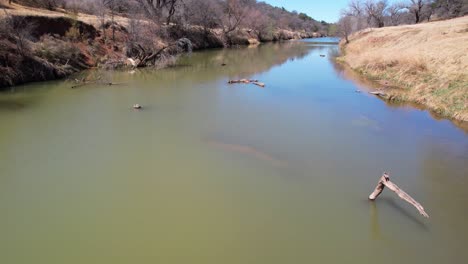 aerial video of the colorado river between brownwood and richland springs in texas