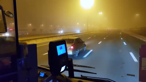 on the highways of qatar, we witnessed fog with wind and sandstorms that painted the whole city yellow