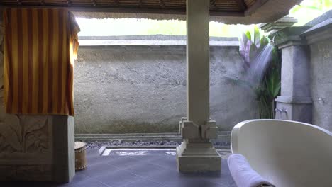 hot steamy shower in hotel bathroom in bali indonesia