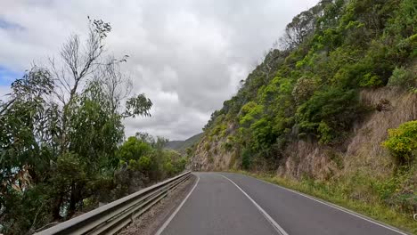 a 14-second video capturing a drive along the great ocean road, showcasing coastal cliffs, lush greenery, and a winding road