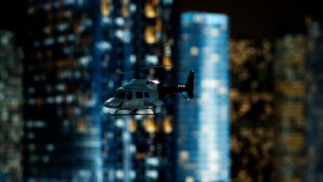 slow-motion-helicopter-near-skyscrapers-at-night