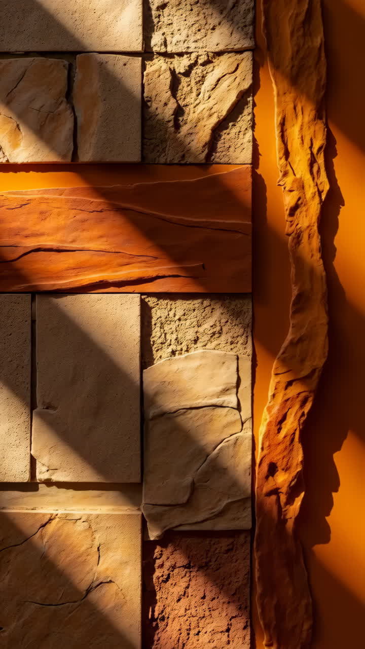 Sunlit Textured Wall with Orange Accent