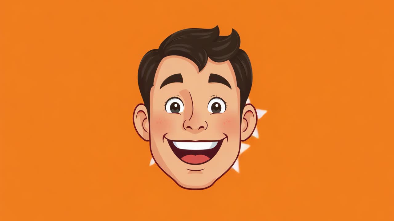 Cartoon man with stars on orange background