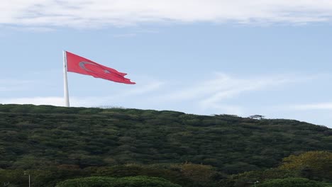 turkish flag on a hill