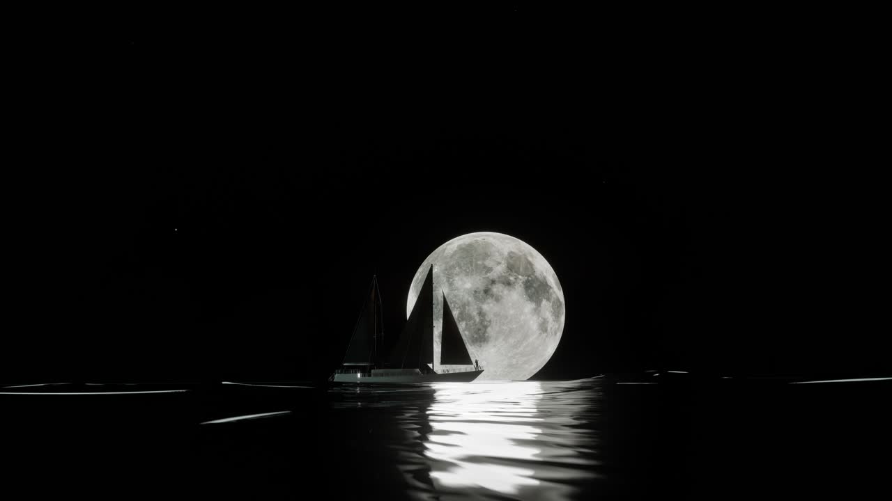 Sailboat Under the Full Moon